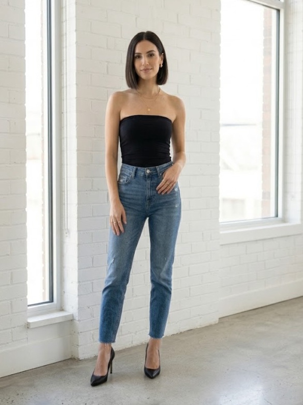 H&M Black Minimalist Strapless Tube Top Sz Small